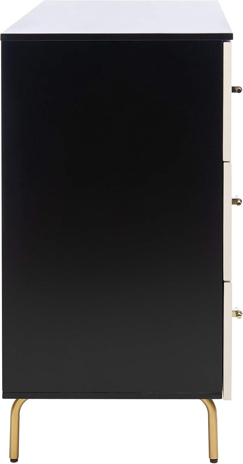 SAFAVIEH Genevieve Mid-Century Retro 3 Drawer Dresser, Black/White Washed (36 in. W x 18 in. D x 36 in. H)