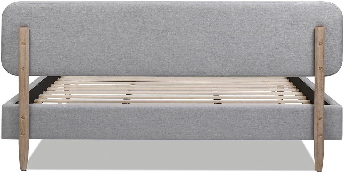 Jennifer Taylor Home Diego Low Upholstered Platform Bed, King, Light Grey Polyester