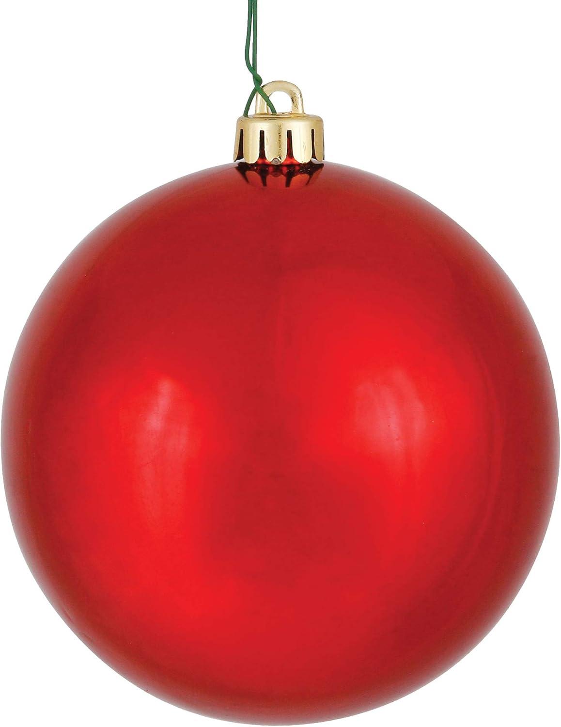 Vickerman 2.4" Christmas Ornament Ball, Red Shiny Finish, Shatterproof Plastic, UV Resistant, Holiday Christmas Tree Decoration, 24 Pack