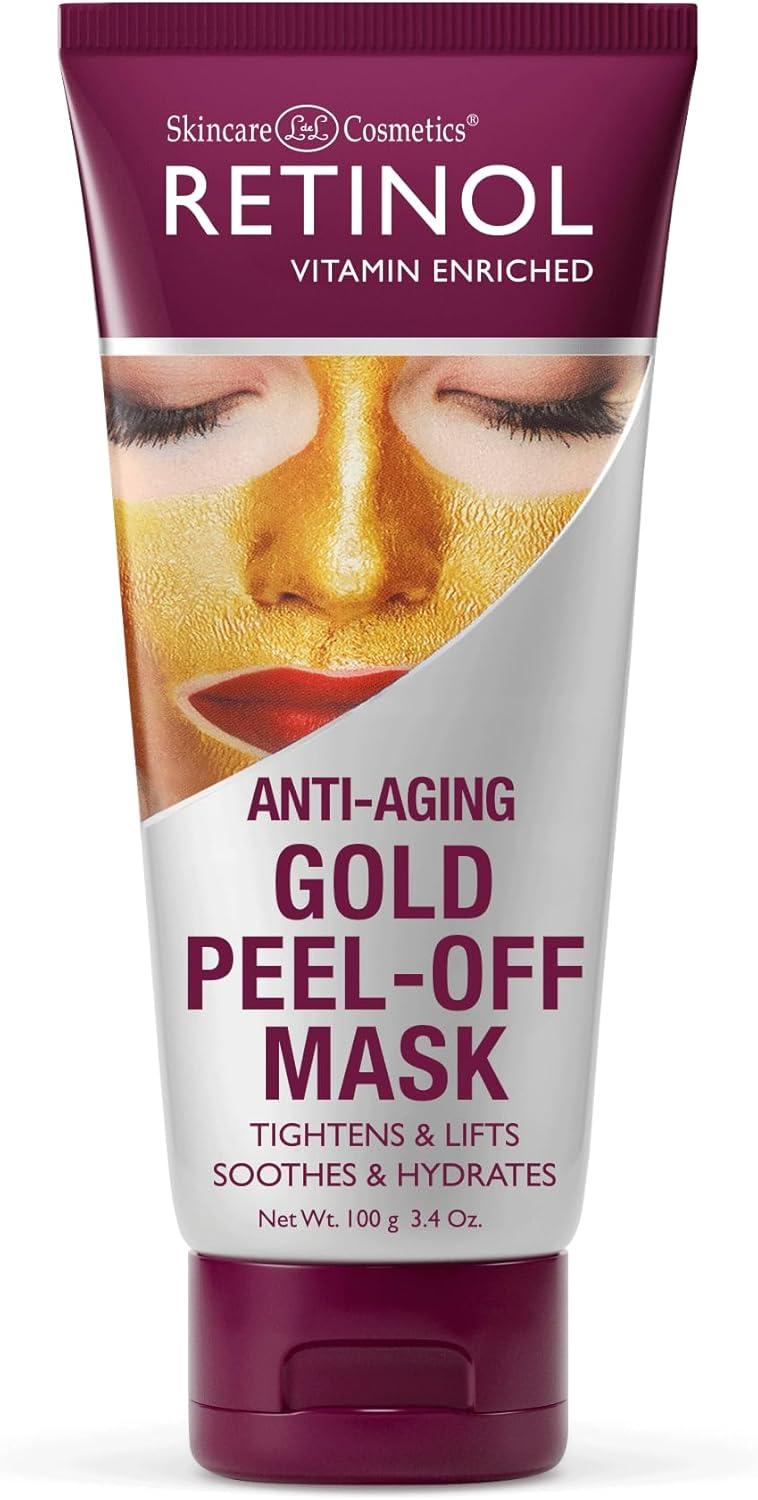 Gold Peel-Off Mask – Luxurious Treatment Tightens, Lifts, Soothes & Hydrates Skin For Luminous Finish – Real Gold Helps Firm & Brighten While Flower Extracts Nourish & Restore Youthful Texture