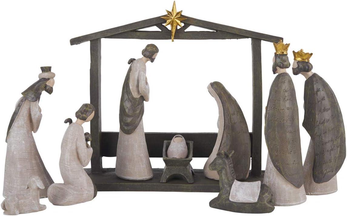 Silent Night Nativity Set - Nativity Sets for Christmas Indoor - Christmas Nativity Set - Manger Scene Christmas Decorations - Holy Family Nativity Scene - Holy Family Figurine Set - (10 PC Set)