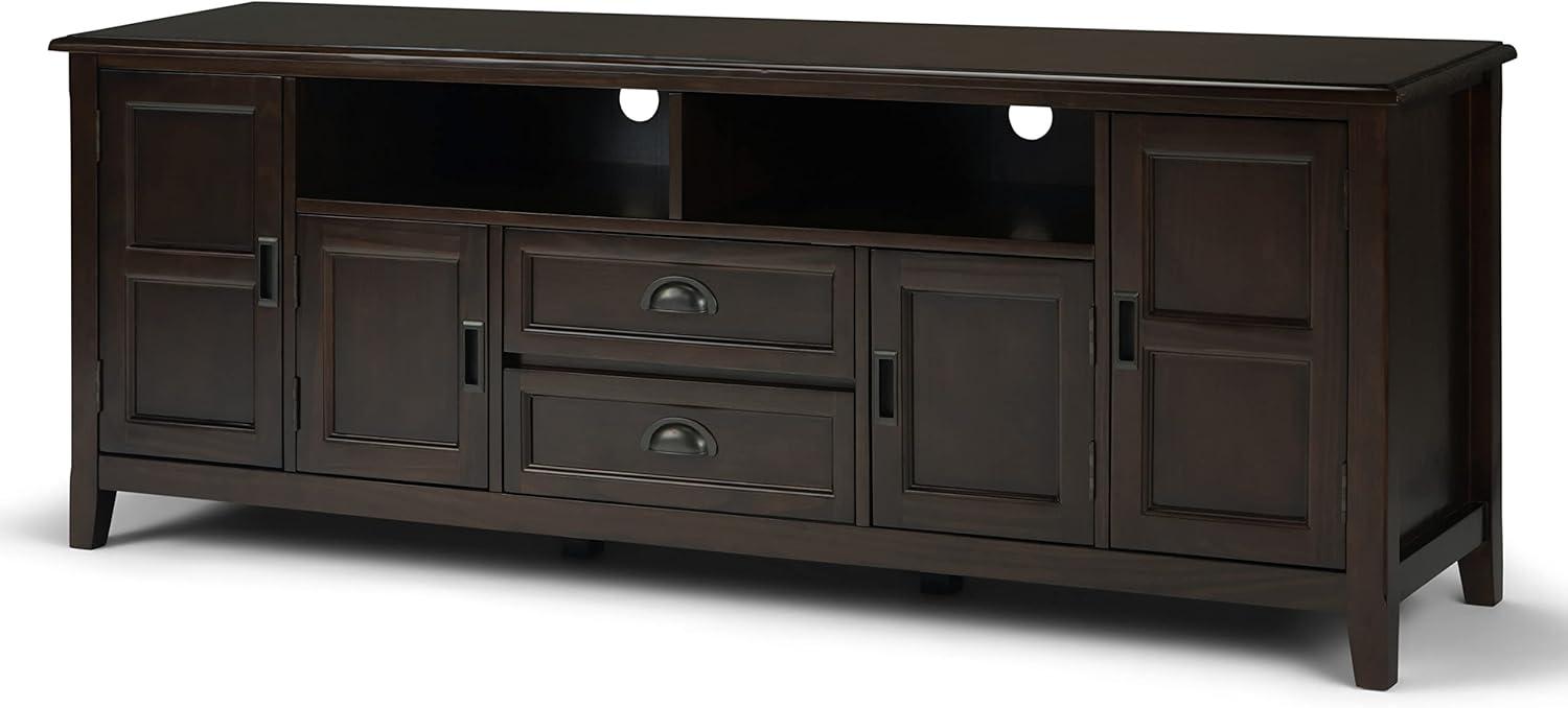 Burlington Solid Mahogany Brown 72" Transitional TV Media Stand