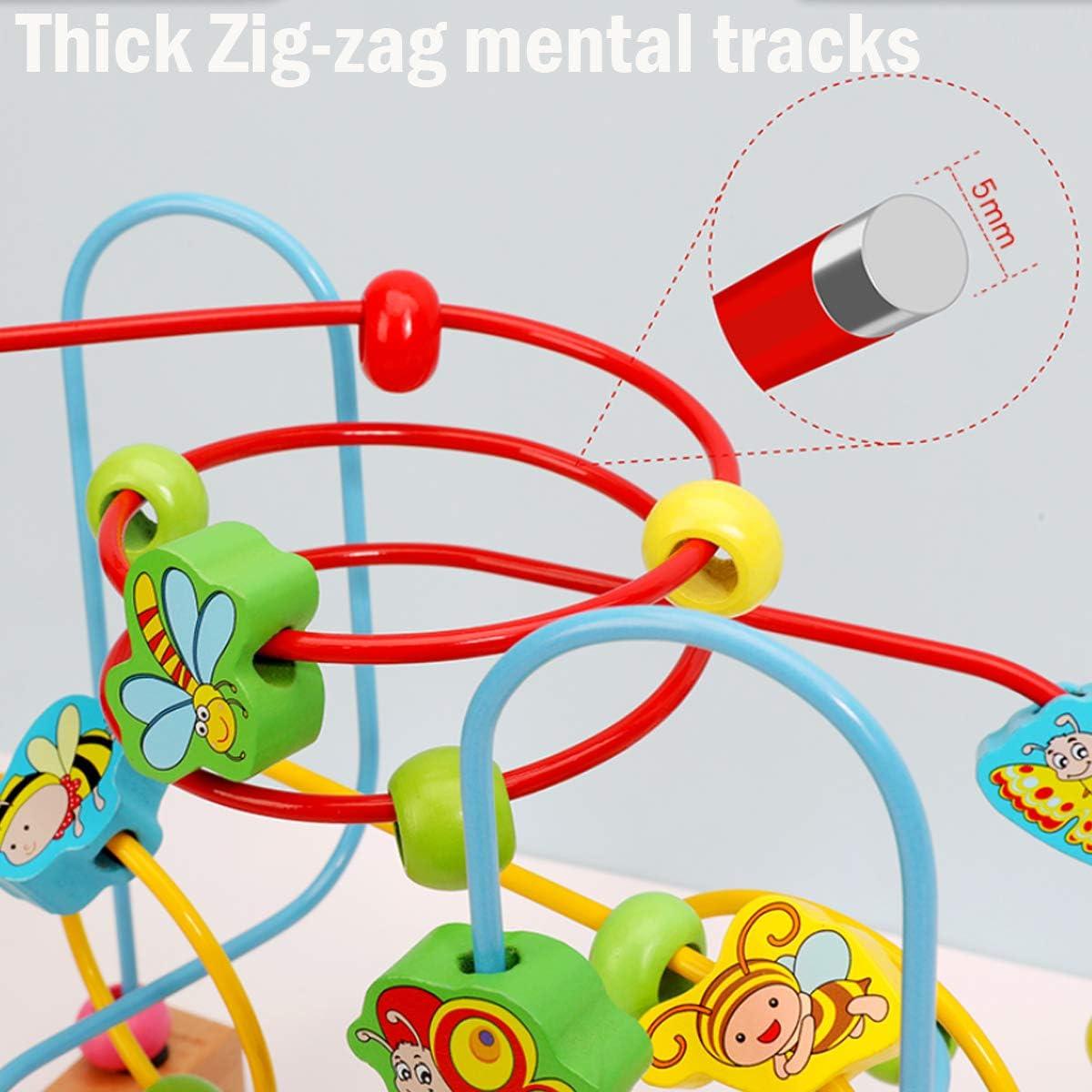 Colorful Wooden Bead Maze Roller Coaster Toy