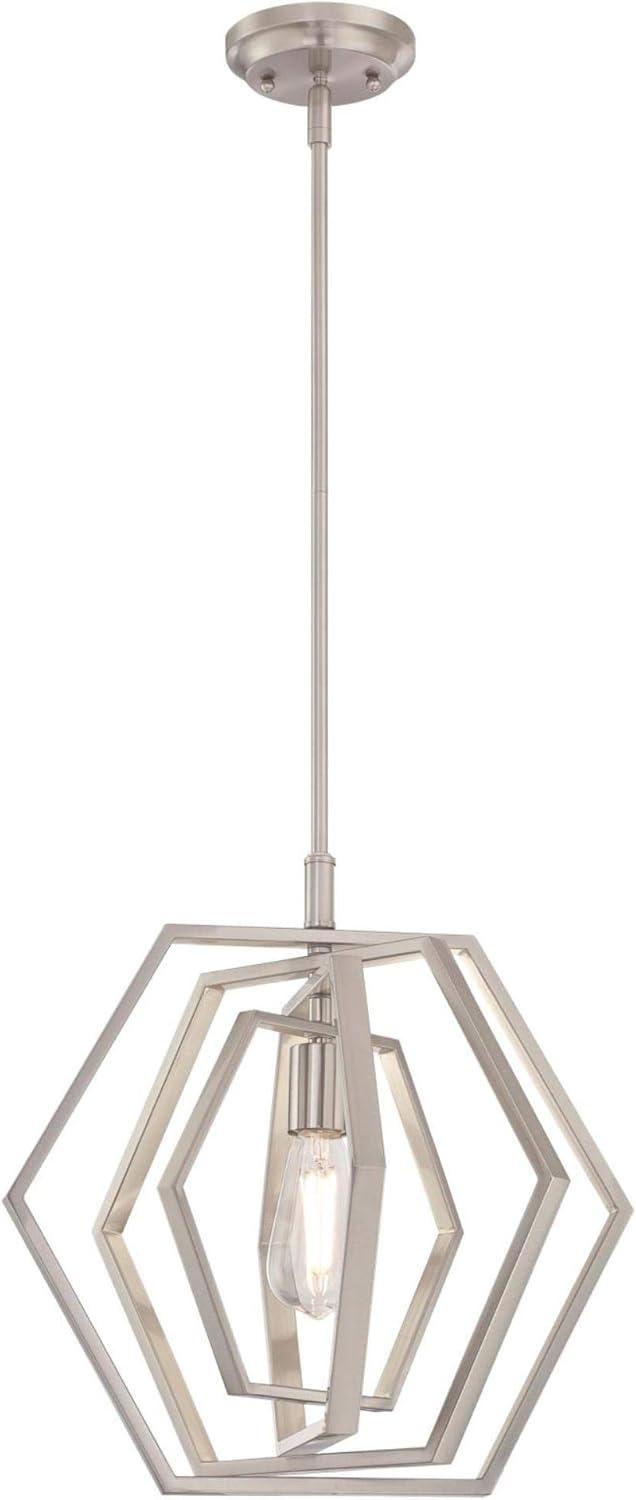 Brushed Nickel Geometric Hexagon 1-Light Pendant