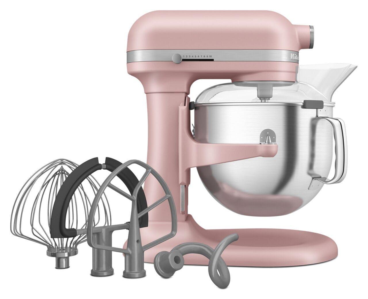 KitchenAid Bowl-Lift 7 qt Stand Mixer, Dried Rose with Flat Beater, Dough Hook, Whip
