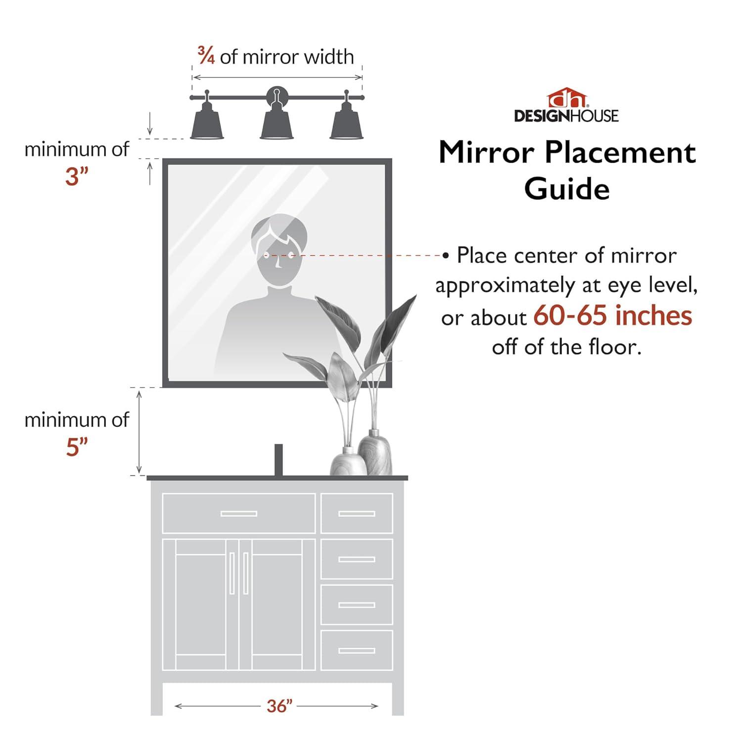 Design House Kenna Round Wall Mirror with Gold Metal Frame-24-inch