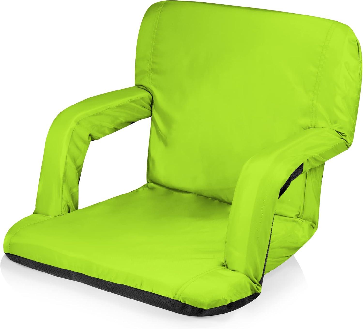 Ventura Lime Green Portable Reclining Stadium Seat with Storage