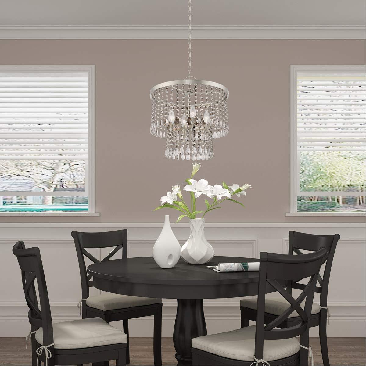 Elizabeth Brushed Nickel 4-Light Crystal Pendant Chandelier