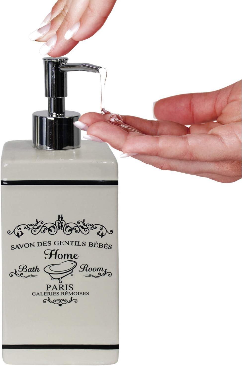 Blue Donuts 4 Piece Bathroom Accessories Set - Heavy Duty Ceramic Paris Bathroom Accessory Set Includes Hand Soap Dispenser, Toothbrush Holder, Soap Dish, Tumbler, Cream