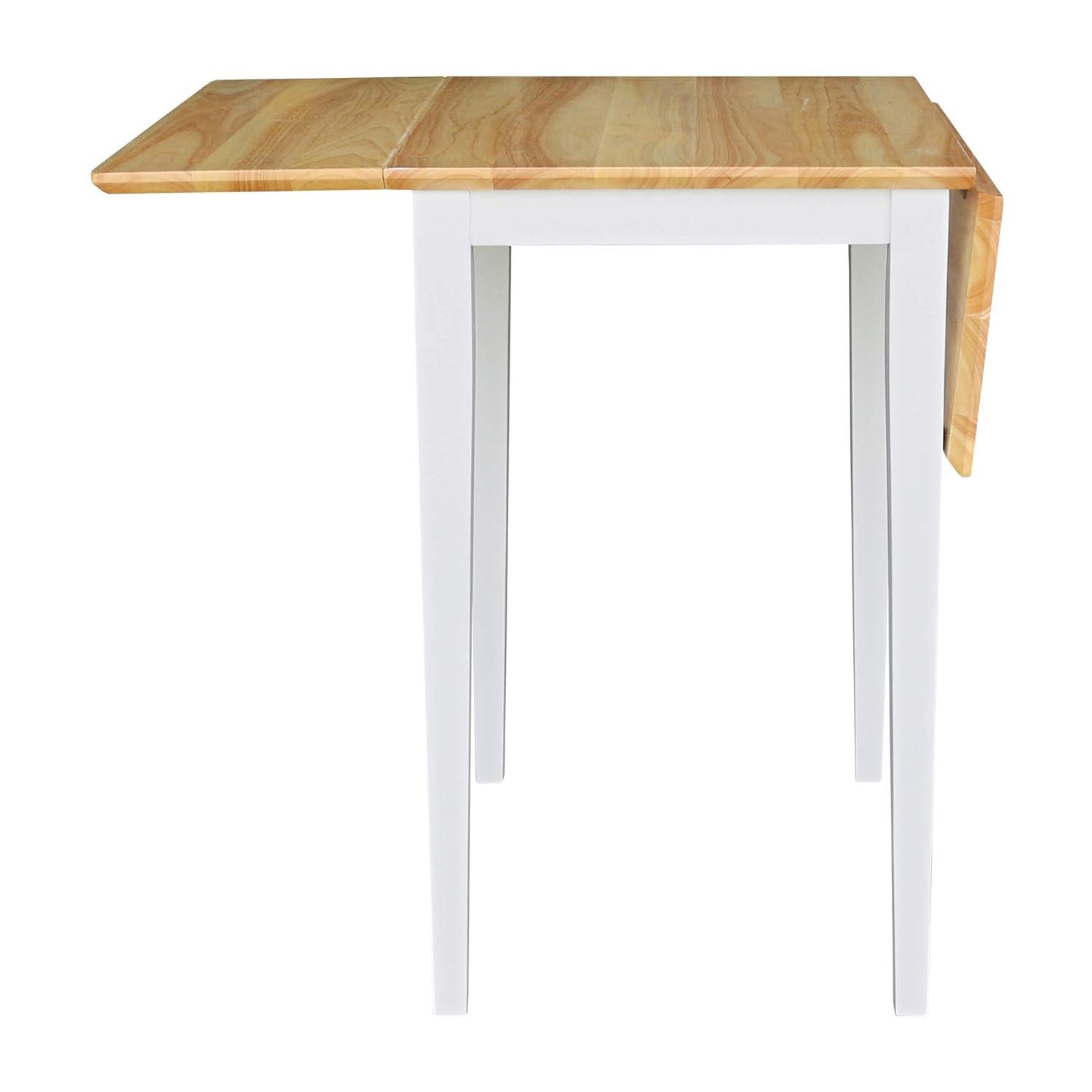 Tate Drop Dining Table White/Natural - International Concepts: Hardwood, Dual 9-inch Leaves, Seats 4