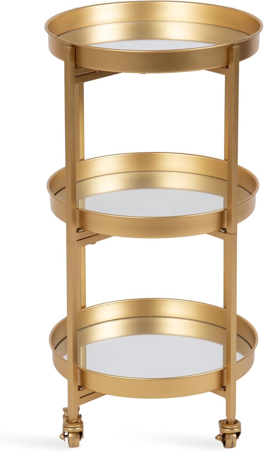 Kate and Laurel Celia Round Metal Bar Cart, 15.25x15.25x28.25, Gold