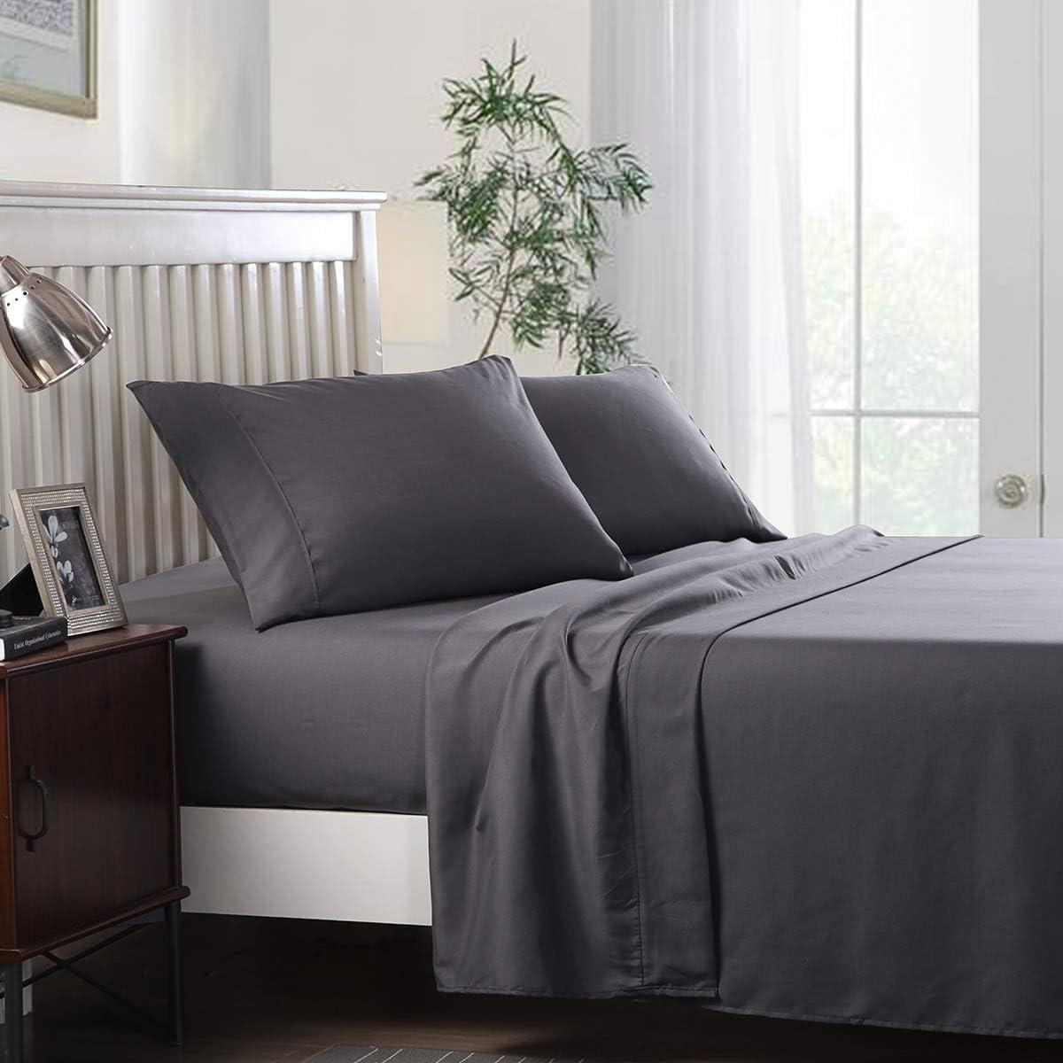 King Size Dark Gray Microfiber 4-Piece Sheet Set