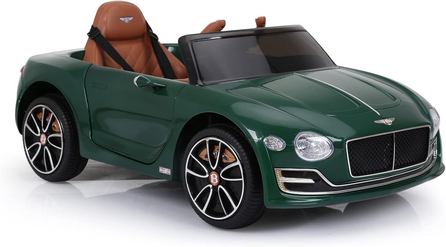 Dazone 12V Bentley Style Kids Ride on Truck Car, Manual/ Parental Remote Control Modes Truck Vehicle with Headlights, MP3 Port, Music for Children(Green)