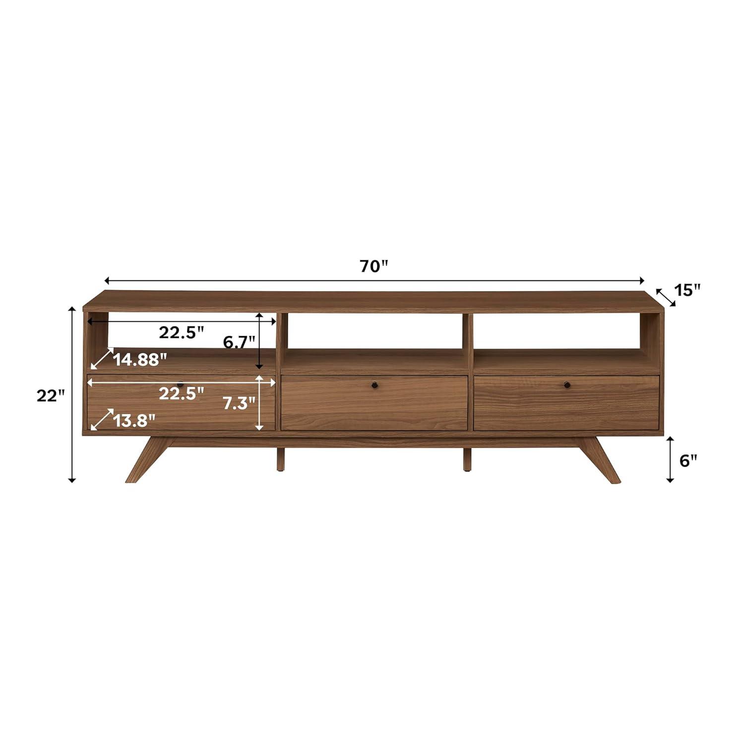 Walker Edison Mid-Century Modern Storage TV Stand for TVs up to 80”, Mocha