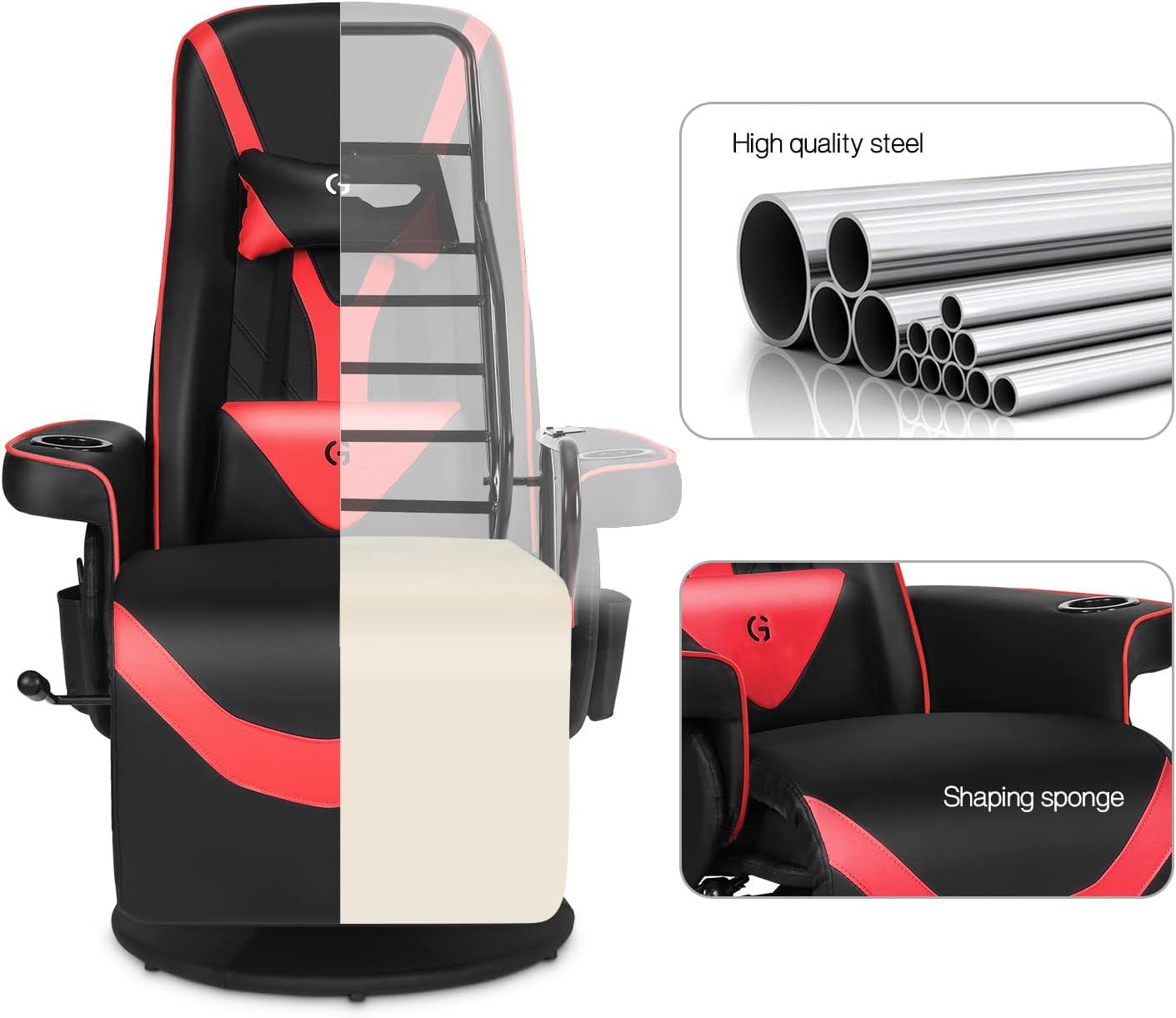 Queen Throne Video Gaming Chair Ergonomic Recliner Racing Chair, High Back Swivel Chair with Footrest and Adjustable Backrest, Lumbar Support, Headrest and Cupholders, Pink White