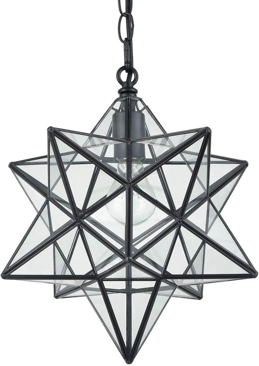 Geometric Black and Clear Glass Star Pendant Light