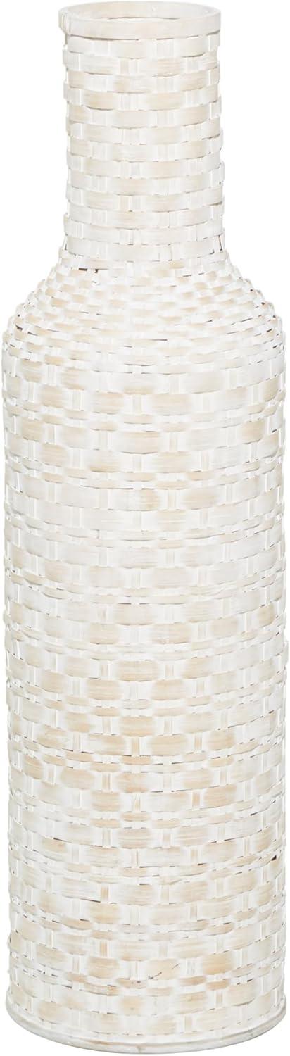 Studio 350 Intricately Woven Tall Bamboo Wood Floor Vase - White or Brown Brown - 9"W, 39"H