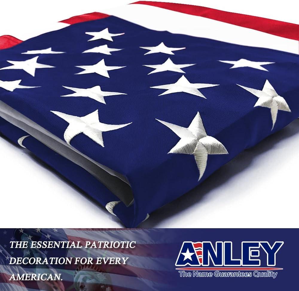 Anley 6x10 Ft American US Flag 210D Nylon - Embroidered USA Banner Flags with Brass Grommets