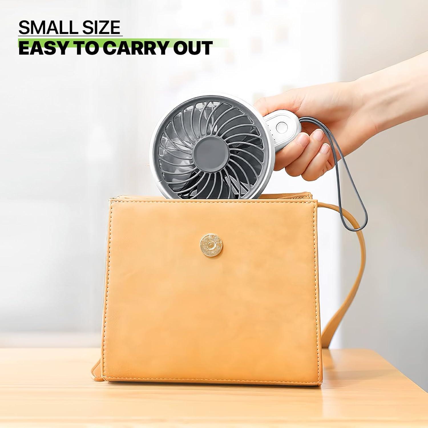 Magshion Foldable Handheld Mini Fan, Foldable USB Rechargeable Small Pocket Fan, Battery Operated Cooling Fan for Travel Indoor Outdoor, White