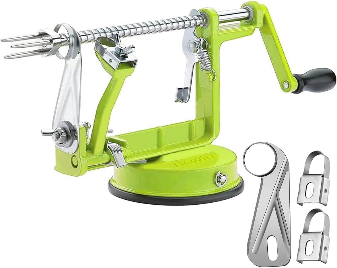 Green Stainless Steel Apple Peeler Corer Slicer with Suction Base