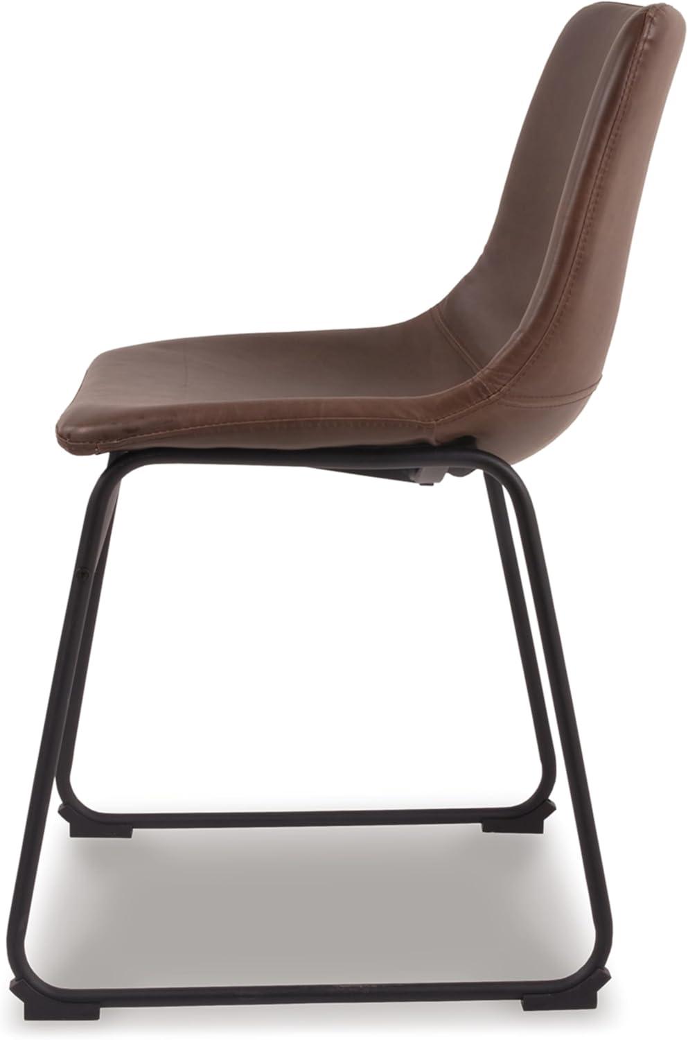 Low Brown Faux Leather Upholstered Metal Side Chair