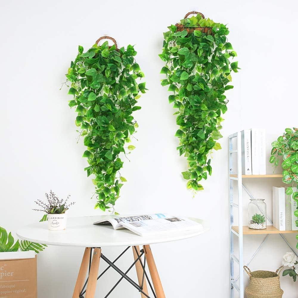 Miayilima Hangs Decoration indoor Artificial Plants 3PCS Hanging Baskets) Outdoor for Wall (No Home Decor Green
