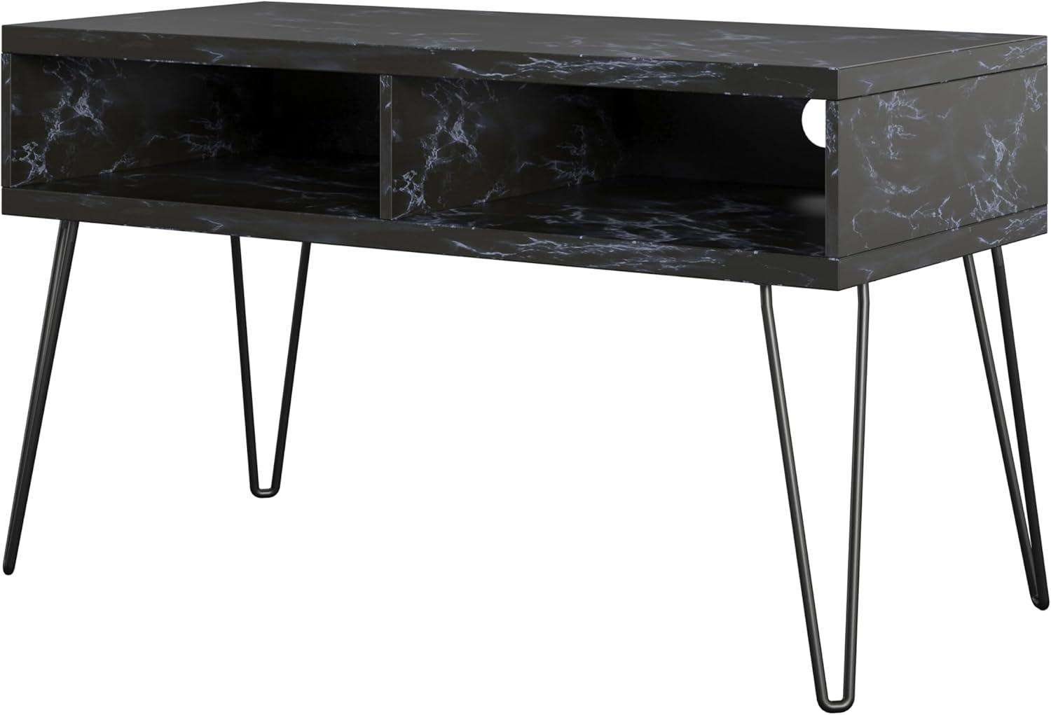 Athena 42'' Sleek Black Faux Marble TV Stand