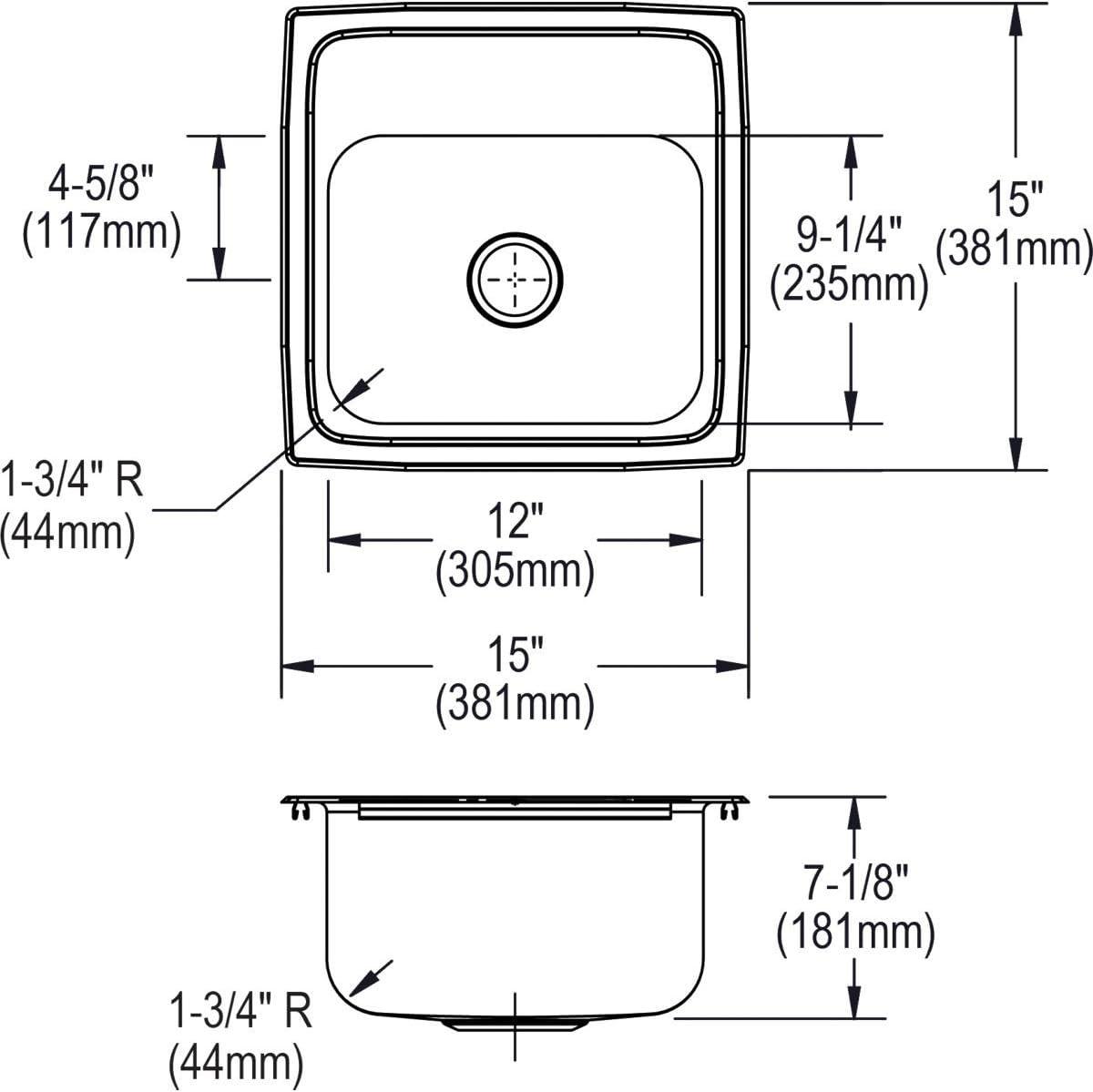 Lustertone 15" L x 15" W Dual Mount Kitchen Sink