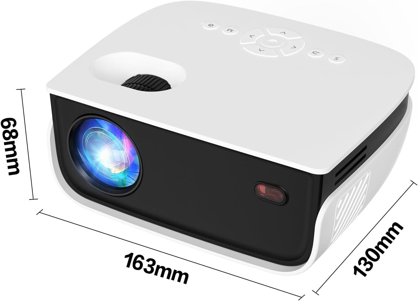 Compact White LCD Mini Projector with 1080P Resolution