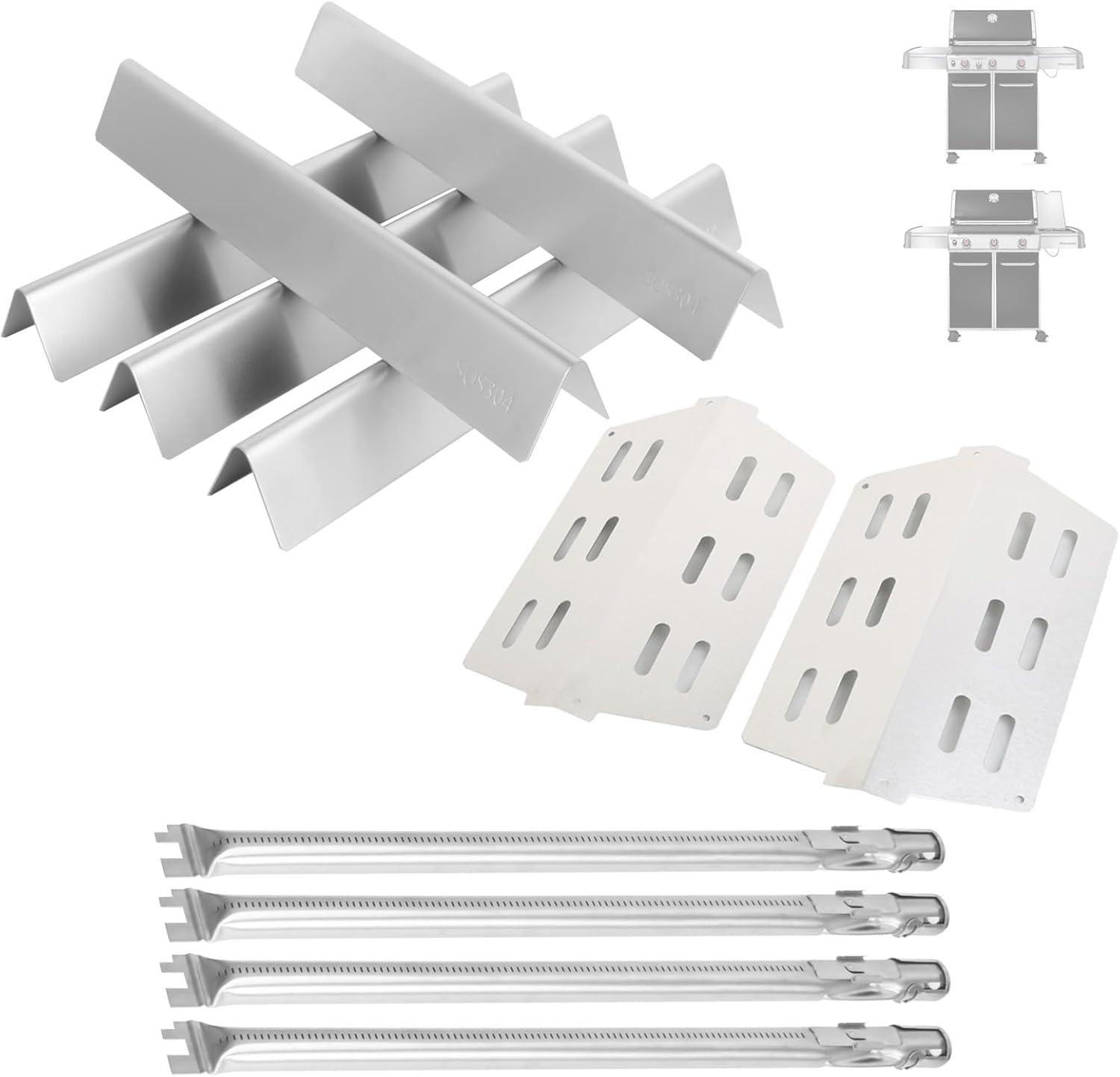 GasSaf 17.5 Grill Flavorizer Bars Heat Deflector for Weber Genesis Parts 310, Flavor Bar for Weber Genesis 300 310 320 330 EP310 EP320 EP330 (Front Knob 2011-Newer) Grill Parts Heat Plates 7620 7622