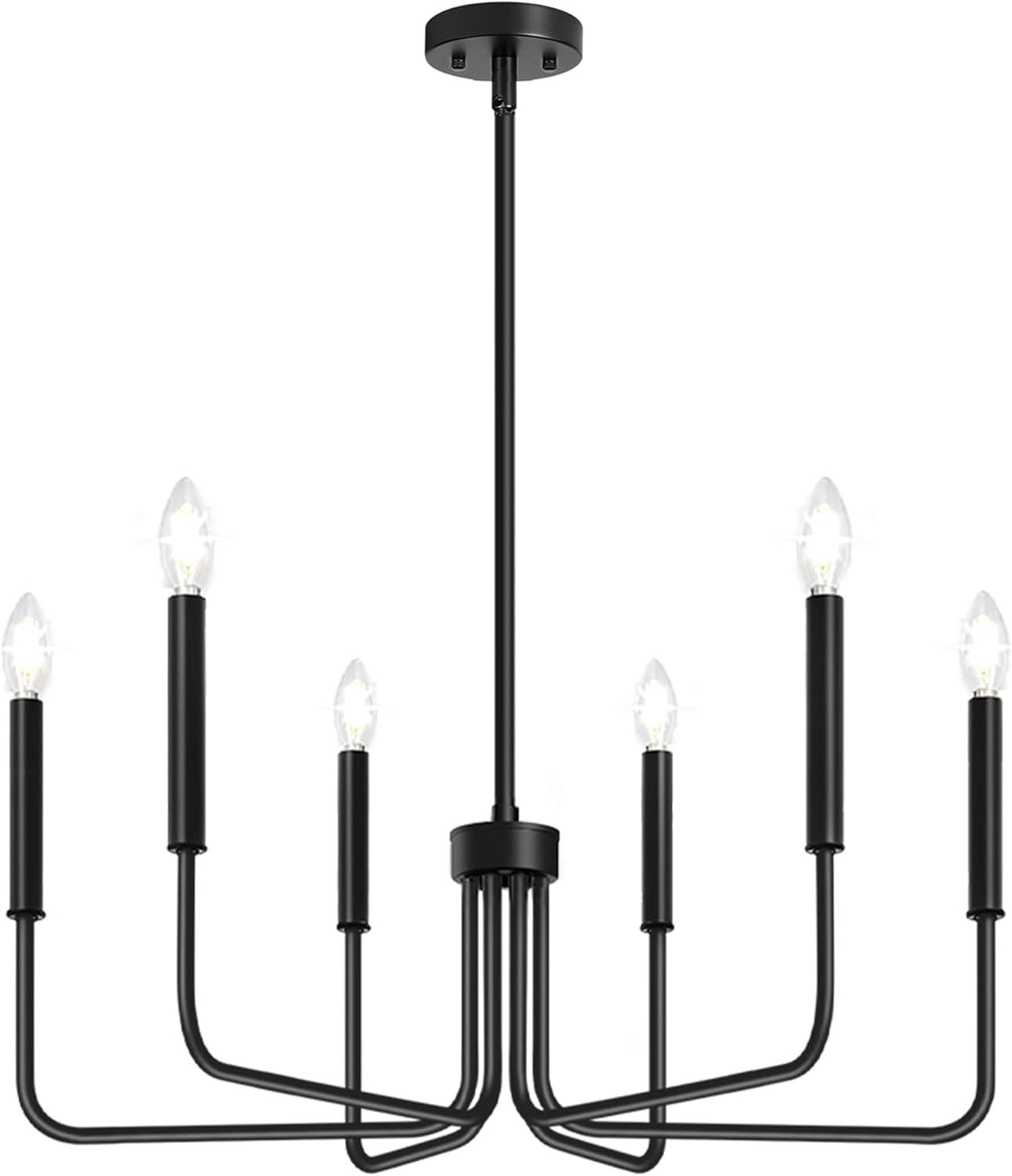 Farmhouse Chandelier Pendant Lighting Black Pendant Light Fixtures 6-Light Industrial Iron Chandeliers for Kitchen Island, Foyer, Living Room, Dining Room