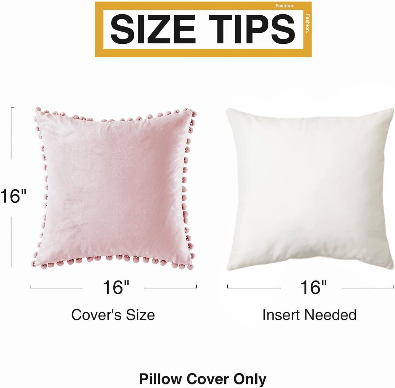 Deconovo Deconovo Pom-poms Velvet Reversible Pillow Cover (Set of 2)