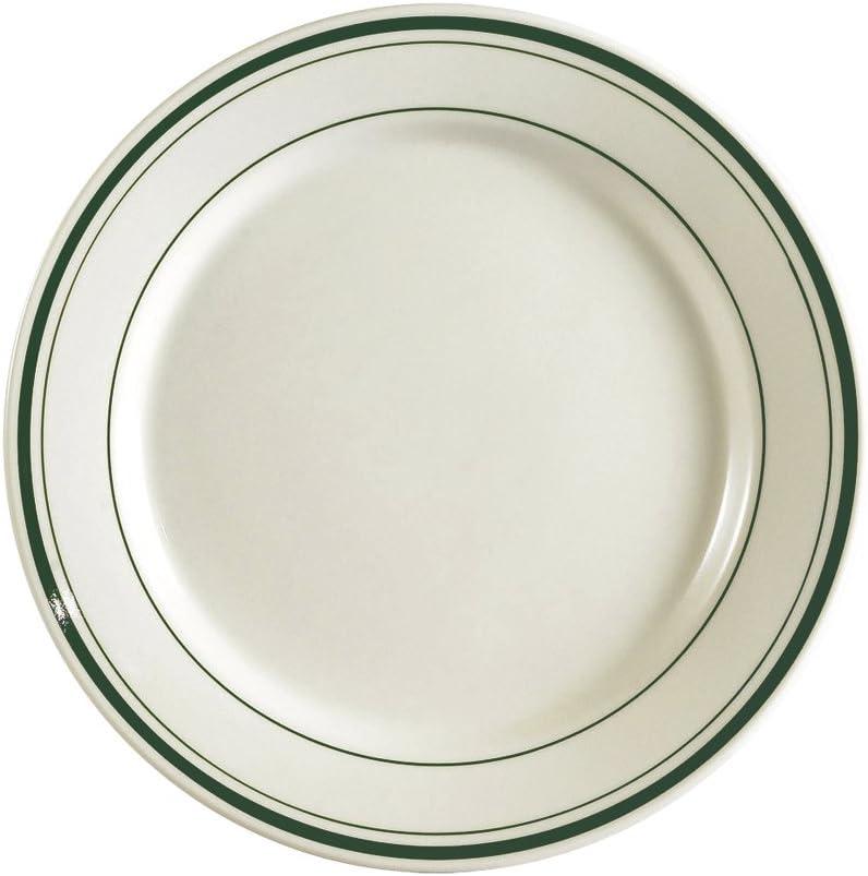 Green Banded Ceramic 7-Inch Salad/Dessert Plate