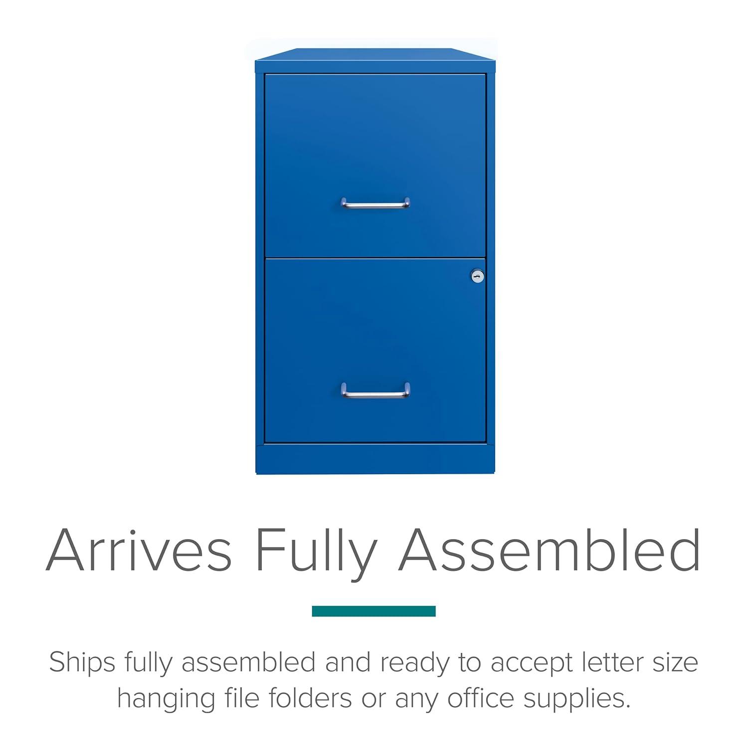 Space Solutions 18" 2 Drawer Metal File Cabinet Classic Blue