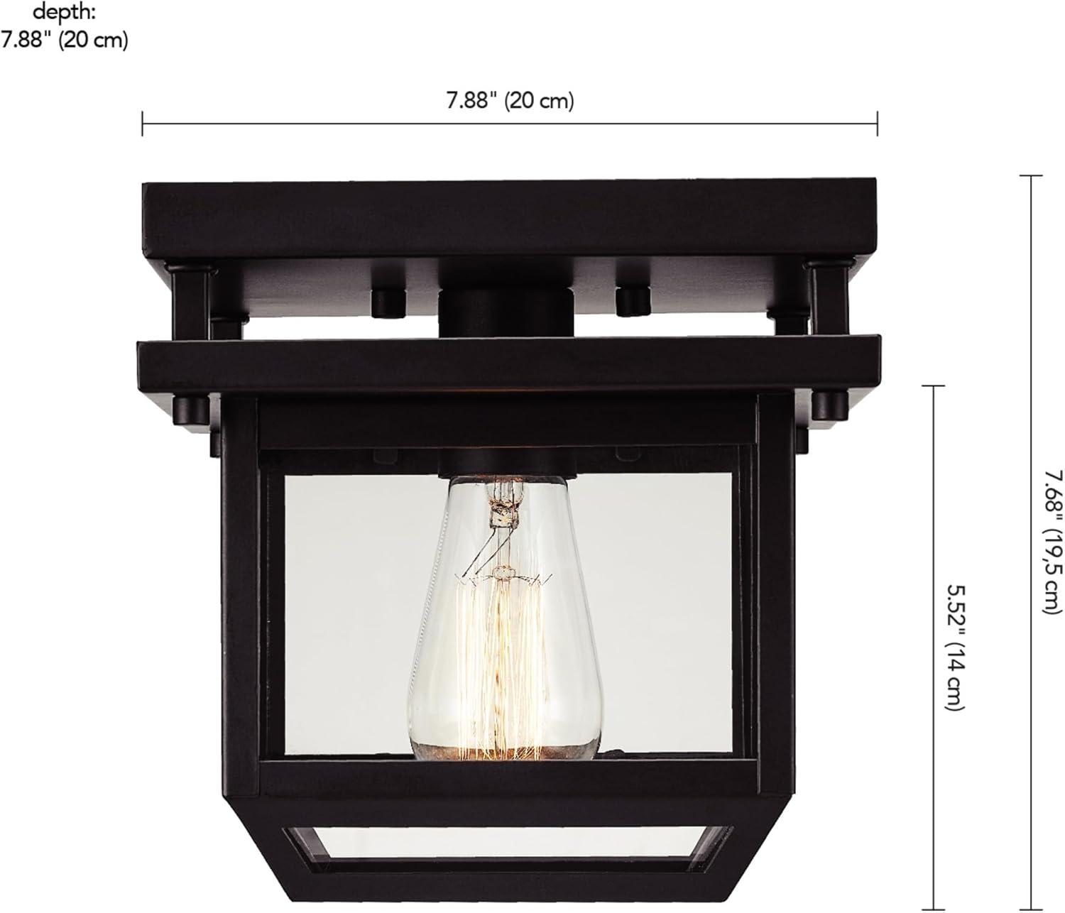 Sorrell 1-Light Dark Bronze Indoor/Outdoor Flush Mount Ceiling Light with Clear Glass Shade