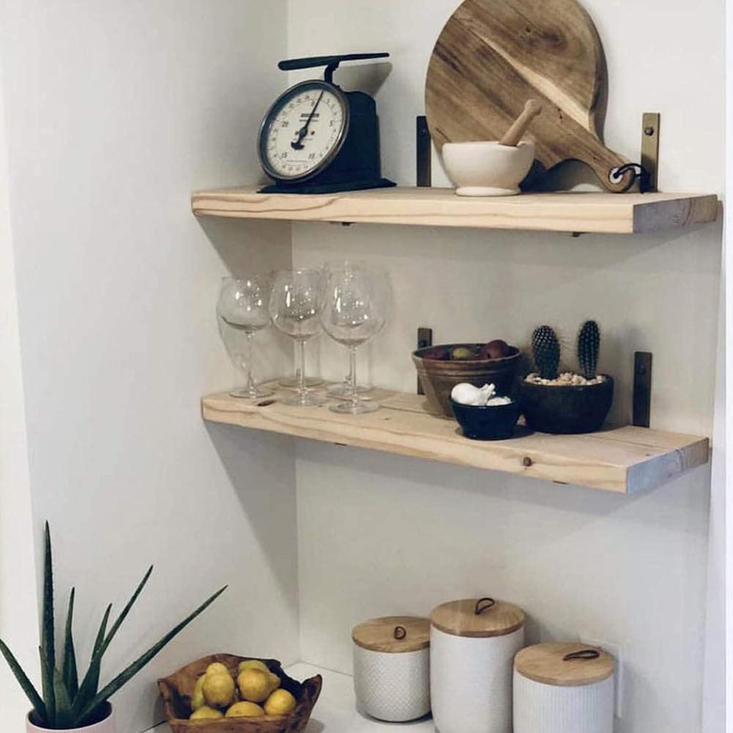 Shelf Brackets 12 Inch L Brackets for Shelves Heavy Duty Black Wall Brackets for Shelves 5mm Thick Metal Bracket Support for Shelf with Screws