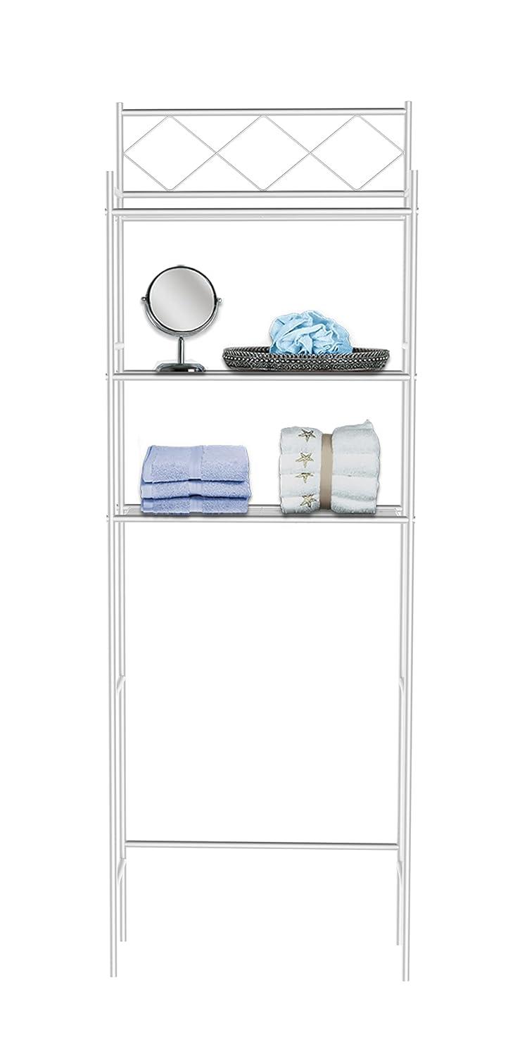 Metal Over The Toilet Space Saver and Organizer White - J&V TEXTILES: Powder-Coated Stainless Steel, 3 Fixed Shelves