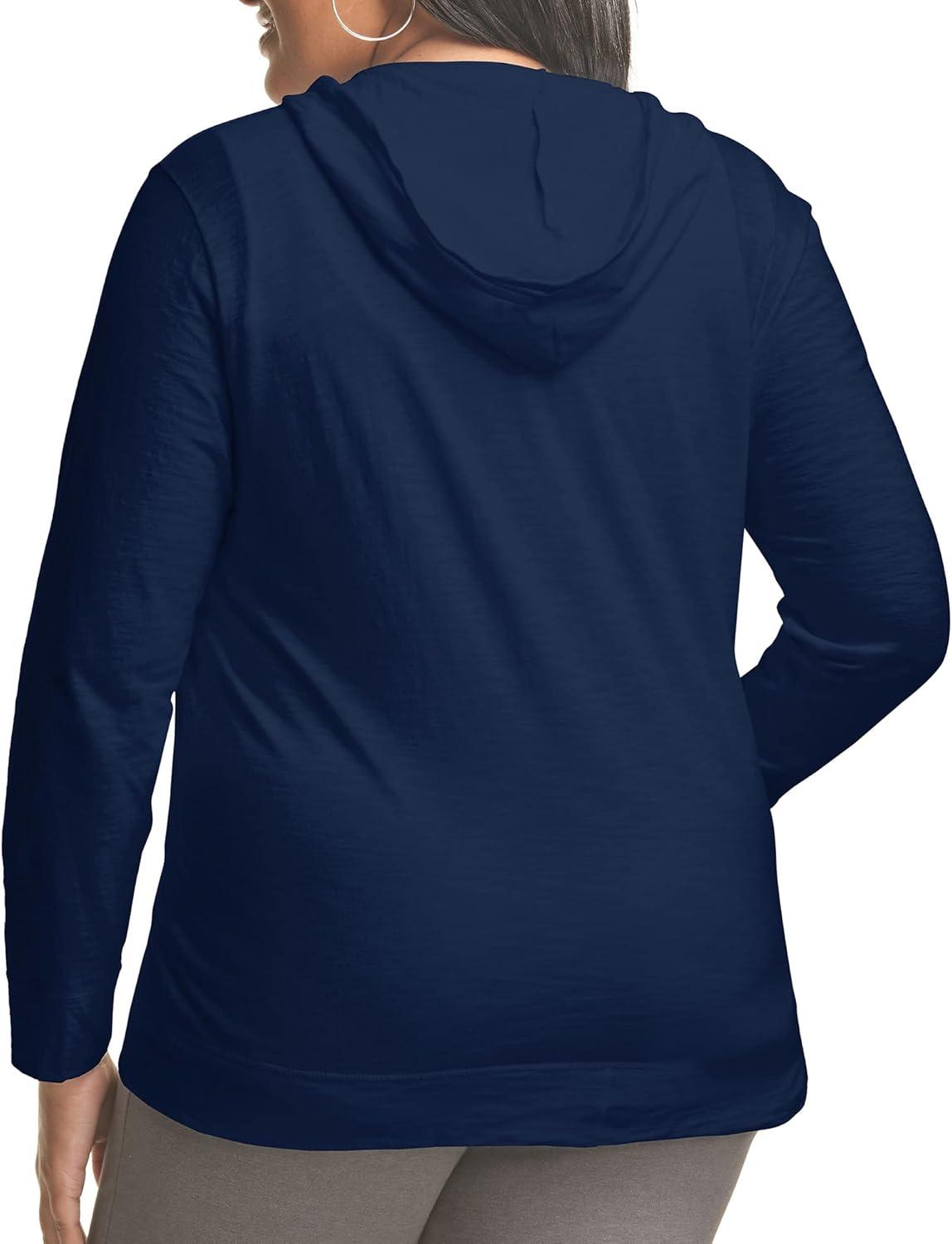 Hanes Just My Size Women's Full-Zip Slub Hoodie (Plus ) Navy 5X