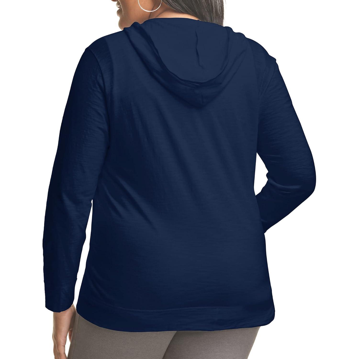 Hanes Just My Size Women's Full-Zip Slub Hoodie (Plus ) Navy 5X