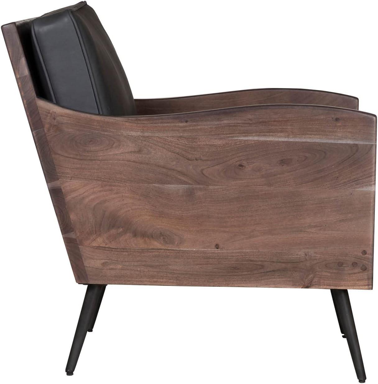 Jofran Karma Genuine Leather Solid Acacia Rustic Accent Chair