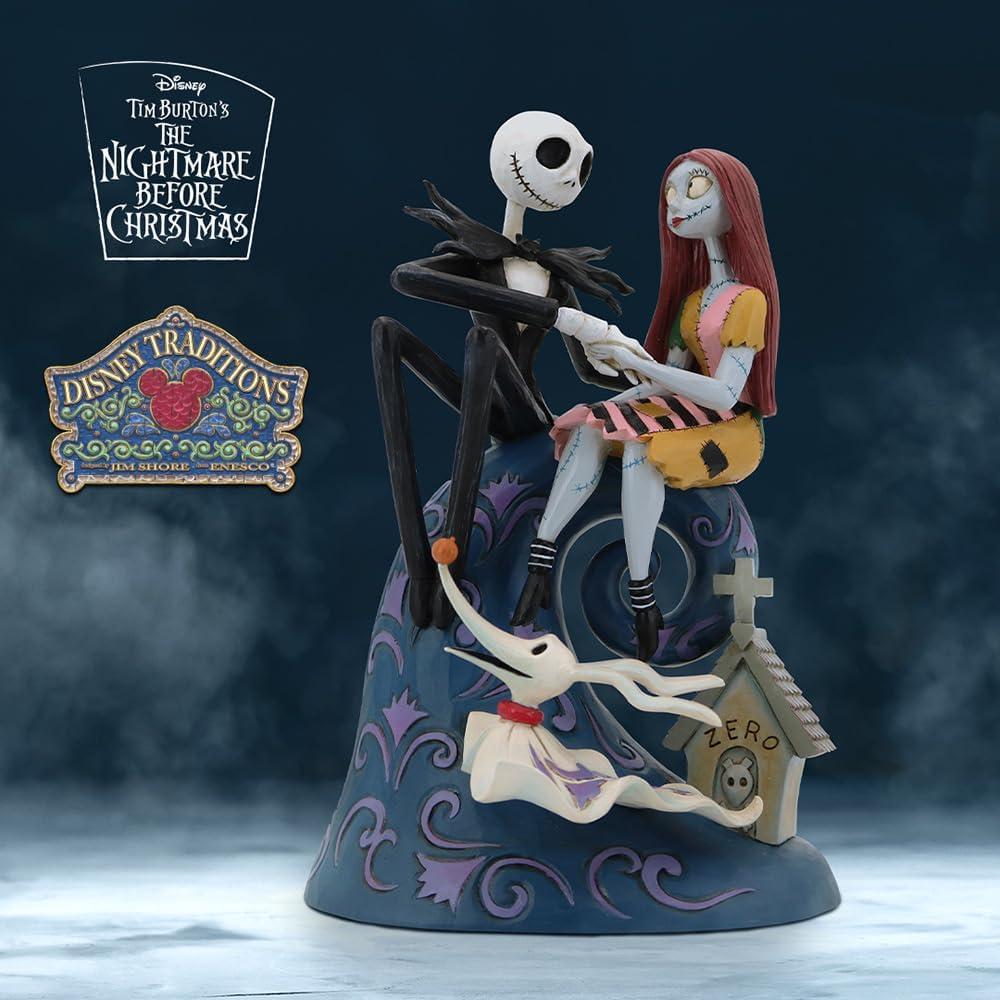 Jim Shore 8.0 Inch Spiral Hill Romance Skellington Sally Nightmare Christmas Figurines