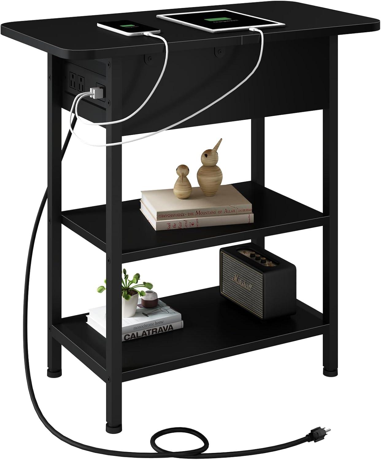 End Table with USB Ports and Outlets,Sofa Couch Table Bedside Table for Living Room Bedroom