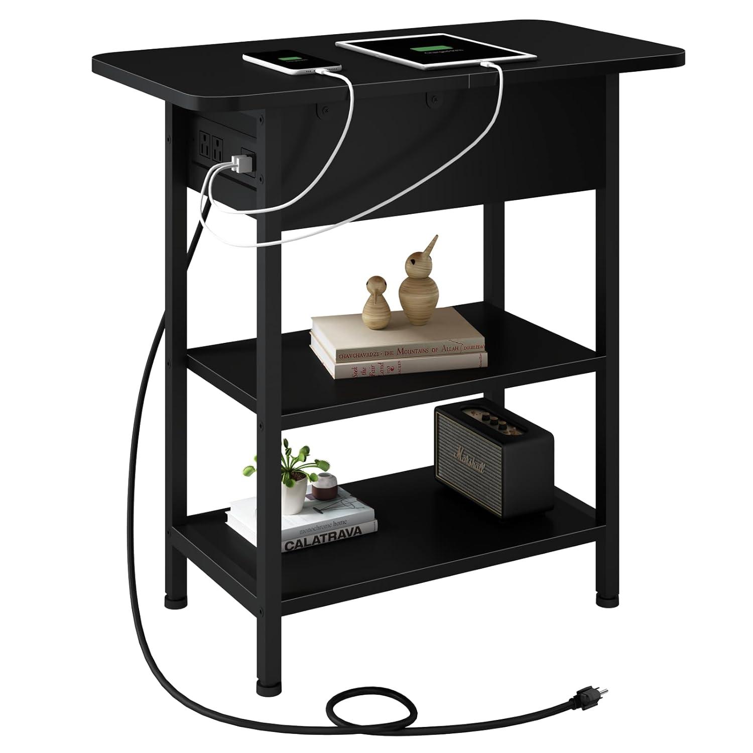 End Table with USB Ports and Outlets,Sofa Couch Table Bedside Table for Living Room Bedroom