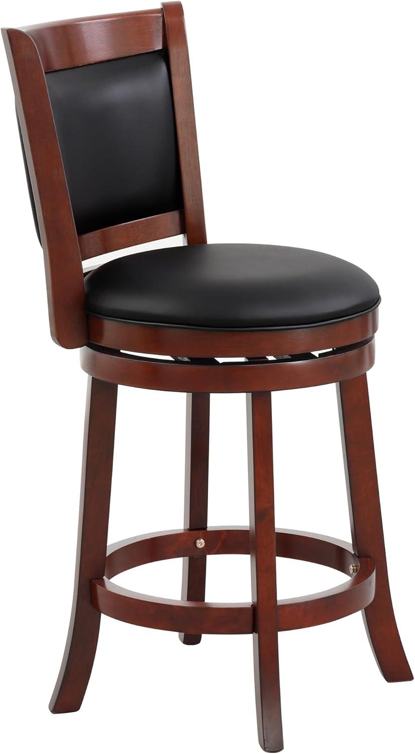 Lexicon Shapel Faux Leather Swivel Counter Stool in Dark Cherry