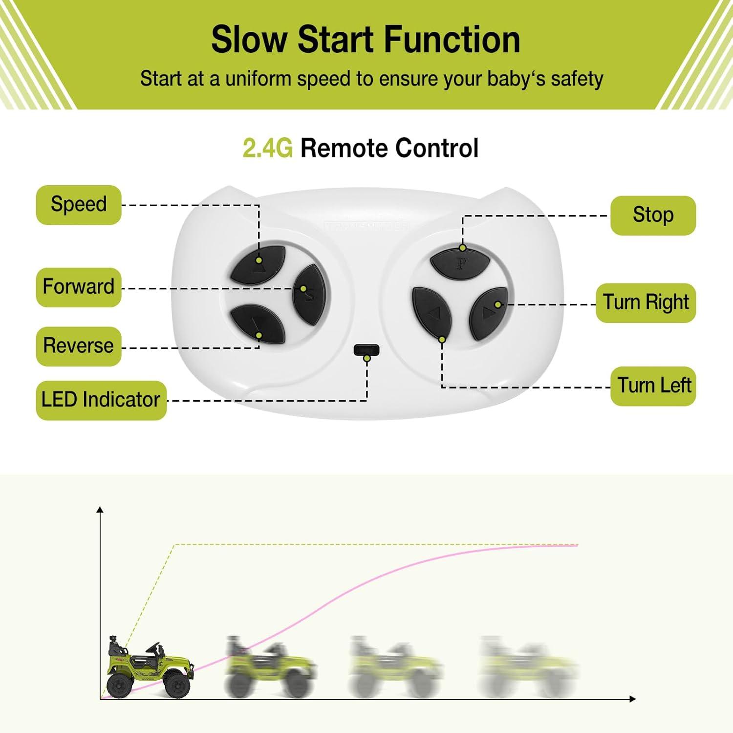 Ride on Truck Car 12V Kids Electric Vehicles with Remote Control Spring Suspension, LED Lights, Bluetooth, 2 Speeds