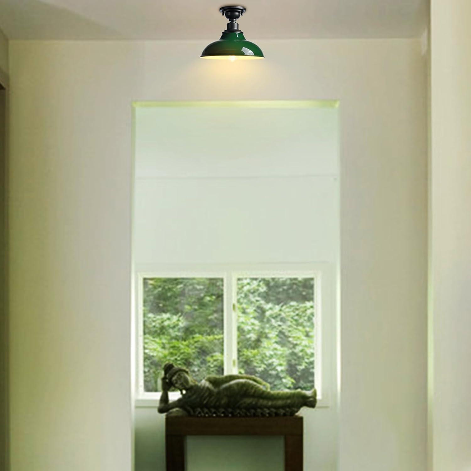 Modern Green Semi Flush Mount Light Barn Style Ceiling Light Fixture