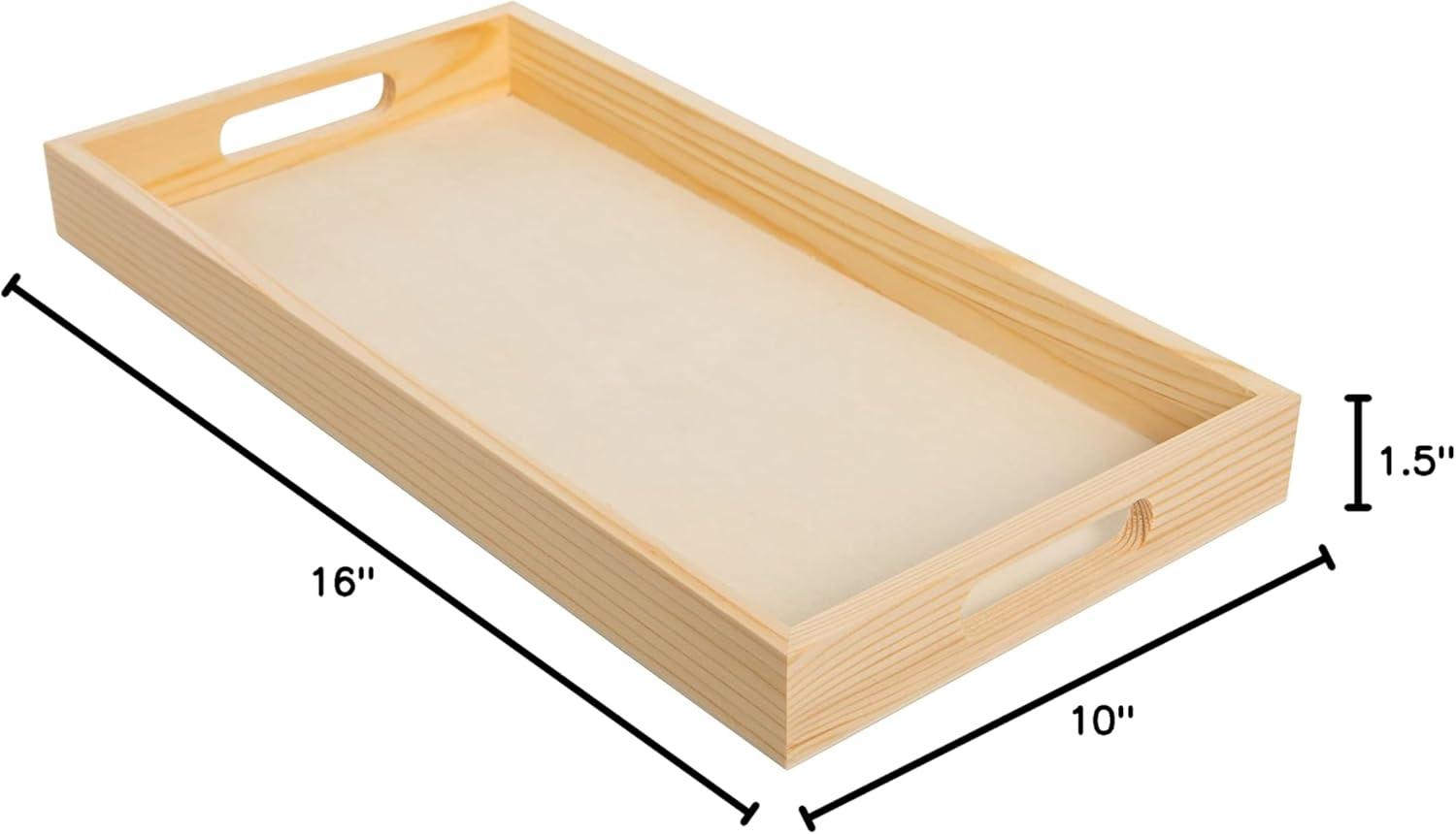 Natural Wood Rectangular Nested Serving Trays with Handles, Set of 5