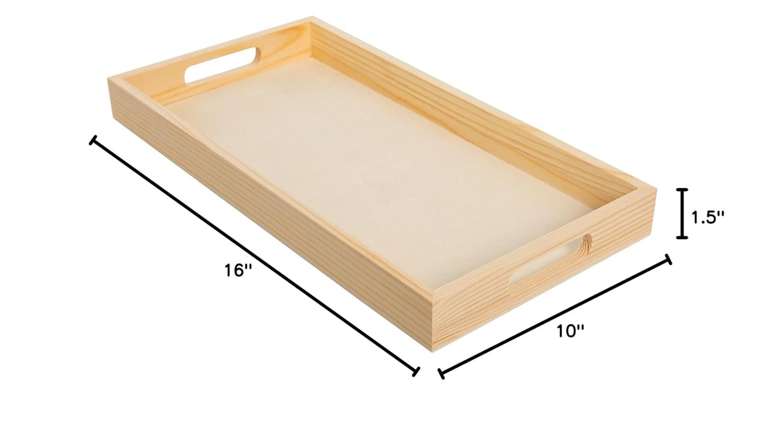 Natural Wood Rectangular Nested Serving Trays with Handles, Set of 5