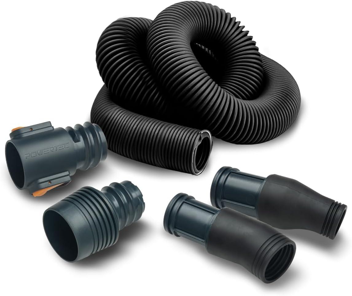 Black PVC Dust Collection Hose Kit with Quick Connectors and Fittings