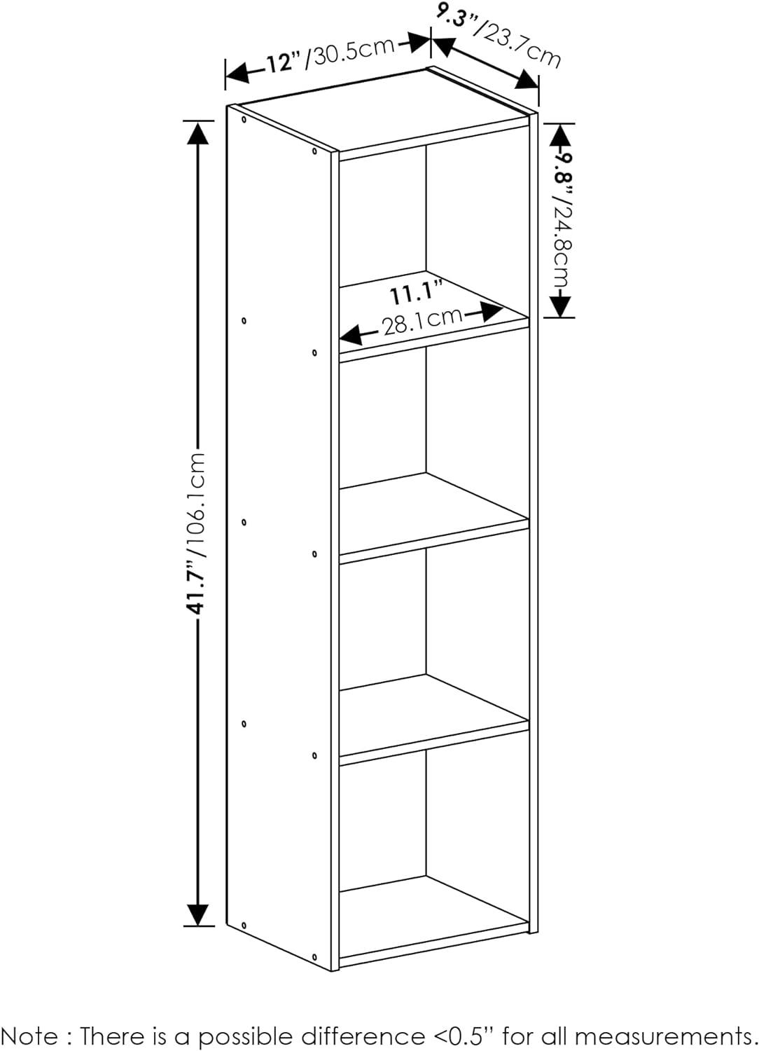 Furinno 4-Tier Reversible Bookshelf Open Storage Bookcase Display Shelf for Kids Room&Home Office,Blackwood